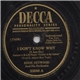 Eddie Heywood And His Orchestra - I Don't Know Why / Loch Lomond